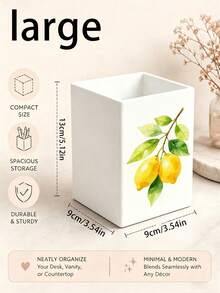 1pc Abstract Watercolor Lemon Branch Multi-Functional Storage Organizer Box - Tableware Storage Box, Desktop Organizer Rack (Suitable For Storing Tableware, Straws, Tea Bags, Pens, Remote Controls); Compact And Space-Saving, Suitable For Kitchen, Office, Living Room (Please Note The Size Before Ordering) - Multicolor - View 12