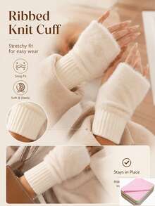 5pcs Women's Fingerless Gloves With Faux Fur Cuffs And Soft Warm Knitted Sleeves; Suitable For Touchscreen Typing. Essential Accessory For Classroom Or Shopping Trips - New Autumn Arrival - Multicolor - View 6