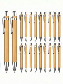 100/50/10pcs Retractable Bamboo Ballpoint Pens, Bamboo Shaft Design, Fashionable, Suitable For Office,Business, School And Various Activities, Gift Pens With Push Buttonldeal Gift Chgice (Black Ink) Back To School - Multicolor - View 8