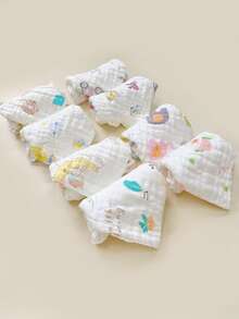 8/5/3pcs Random Assorted Baby Gauze Face Towels, Cartoon Cute Bibs And Bath Washcloths - Multicolor - View 1