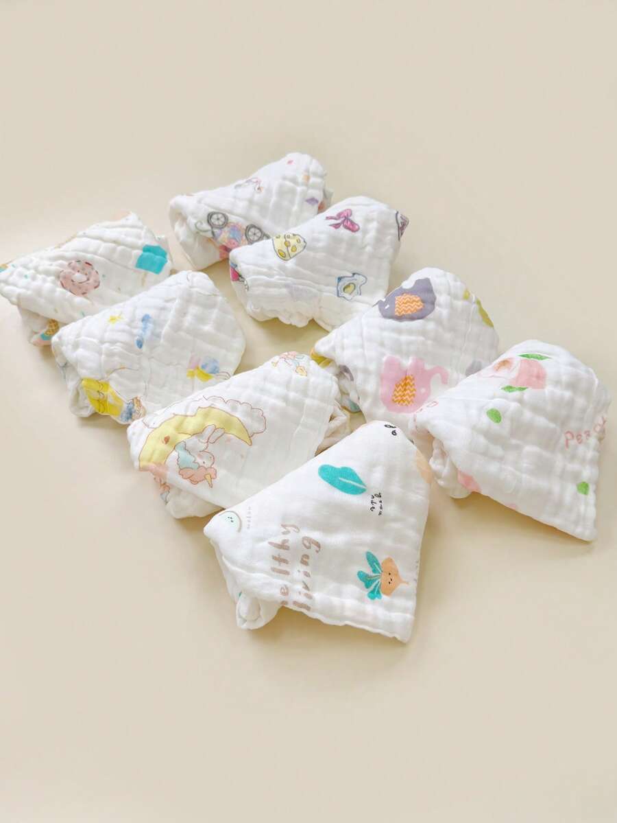 8/5/3pcs Random Assorted Baby Gauze Face Towels, Cartoon Cute Bibs And Bath Washcloths - Multicolor - View 1