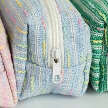 1pc Creative Colorful Line Pattern Pencil Case, Large Capacity Student Pencil Bag, Ins Style High Aesthetic Storage Bag, Yarn Desktop Organizer Pouch - Multicolor - View 8