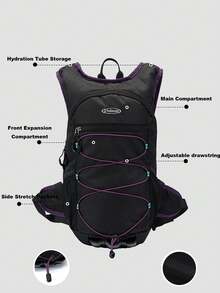 veidoorn 1pc Lightweight Water Backpack Pack,Multi Pockets Outdoor Sports Backpack For Cycling Trail Running Hiking - Black - View 5
