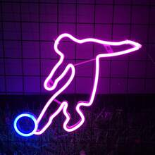 1pc LED Soccer Action Pattern Neon Light Bar Wall Scene Decor Hanging Lamp Battery/USB Powered Romantic Fairy Light Home Holiday Birthday Party Bedroom Room Decoration - Football Neon Sign - View 5