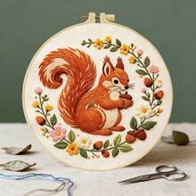 1PC 20*20cm/7.9*7.9in,Forest Animals Embroidery Kit, DIY Handmade Embroidery Set For Adult Beginners, Home Gift, Women's Sewing Gift, Including User Manual, Printed Pattern Fabric, Embroidery Frame, Needle And Thread. - 20*20cm/7.9*7.9in - View 5