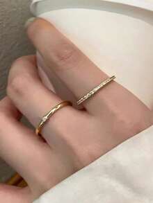 5pcs Minimalist Personalized Cubic Zirconia Colorful Ring Set, Suitable For Women's Daily Casual Wear And Gatherings (No Gift Box) - Yellow Gold - View 8