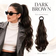 Long Fluffy Curly Synthetic Ponytail Hair Extension, Wavy Elastic Band Ponytail Wig, Natural Voluminous High Ponytail Hairpiece, Women's Daily, Date, Party Styling Hair Accessory - Multicolor - View 11