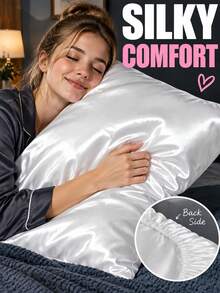 1pc/2pcs Satin Silk Pillowcase With Elastic Band, Soft Satin Pillowcase For Hair And Skin, Standard/Large Size, Home Bedroom Decor, Personalized Gift - Multicolor - View 5