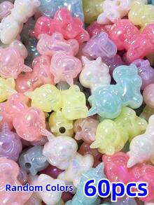 10/20/60PCS Unicorn Beads For DIY Jewelry Making, UV Plated Acrylic Spacer Beads With 3mm Hole, Suitable For DIY Bracelets, Necklaces, Beaded Pens And Handmade Accessories - Multicolor - View 12