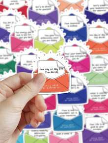 50pcs Daily Little Happiness Stickers For Scrapbook, Planner, Notebook, Greeting Card, Envelope, Guitar, Skateboard, Diary, Luggage, Fridge, Window, Wardrobe, Holiday Birthday Gift, Study Reward Sticker Decals - A Daily Dose Of Happiness - View 4