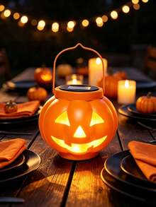 1PC Halloween Solar Iron‑Craft Pumpkin Lantern, Hanging LED Ambient Light, Weather‑Resistant Outdoor Decor Lamp For Garden Yard Patio Porch, Holiday & Theme Party Ornament - Multicolor - View 4