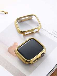 Huastonband Funda protectora compatible de material PC duro con marco hueco chapado en oro para reloj, marco protector adecuado para reloj Ultra 3 2 1 S10 SE S9/S8/S7/S6/S5/S4/S3/S2/S1 Series, para hombres y mujeres, protector de reloj 38MM/40MM/41mm42MM/44MM/45MM/46MM/49mm, funda protectora de reloj inteligente, regalo del Día del Maestro, regalo de graduación, - oro - Ver 4