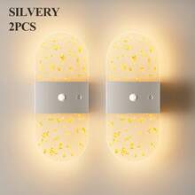 Crystal Sensor Wall Light Acrylic Wall Lamp USB Night Light Decorative Wall Light Wireless Wall Light Battery Powered Alloy Design Rechargeable Magnetic Night Light Suitable For Hallway, Cabinet And Room Decoration - Round Multicolor - View 19