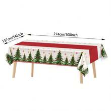 Tablecloth, 3 Pieces/1 Piece Christmas Disposable Rectangular Tablecloth, 54*108 Inches Plastic Christmas Tablecloth With Happy Tree Belt Design, Perfect For Christmas And Winter New Year Party Supplies - Multicolor - View 7