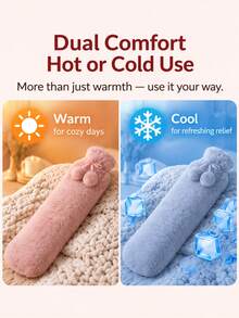 1pc Long-Shaped Hot Water Bag,Water-Filling Hand Warmer,Durable,Anti-Explosion,Winter Warm Supplies(Due To Different Batches,Colors Of The Inner Liner May Vary.We Apologize For Any Inconvenience Caused,Silk Ribbon,Rib Color, Design Randomly Assorted) - Multicolor - View 6