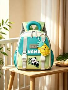 1pc Personalized Customized Backpack, Fashionable And Cute Panda Theme Print, Zipper Closure Nylon Material, Paired With 3D Fruit Charm, Adjustable Shoulder Straps, Hand-Carry, Suitable For School, Commuting, Shopping, Daily Use. Birthday Gift. - Multicolor - View 9