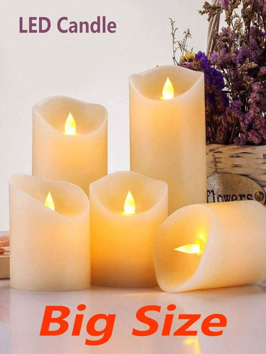 3pcs Large Flameless LED Candles, Outdoor Waterproof Candles, LED Flickering Realistic Candles, Suitable For Wedding, Dining Table, Restaurant, Bar, Home Decor, Valentine's Day, Confession, Atmosphere Creation, Room Decoration Lights, 1/3pcs