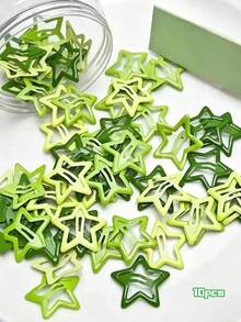 50/30/10pcs Green Mori Style Five-Pointed Star BB Hair Clips, Side Clips, Bangs Clips, Daily Hair Styling Accessories For Women And Girls - Multicolor - View 9