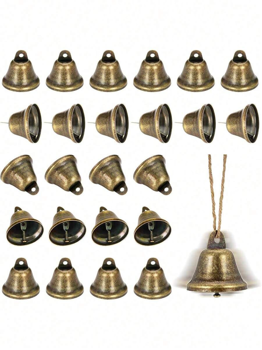 48/12/1pc Vintage Brass Bell Bronze Bell Retro Bell Brass Color - Vintage Mini Pendant, Suitable For Wedding Door Decor/Pet Collar, Christmas Halloween DIY Handmade Decoration (Pet)