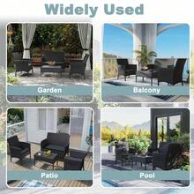 Four-Seater Rattan Garden Furniture Set, Polyester Rattan Gazebo Furniture With Galvanized Steel Frame And Tempered Glass Table For Patios, Balconies, Gardens, Poolside And Conservatories - 4-seater - View 5