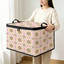 Thickened Storage Bag, Foldable Clothing & Bedding Organizer, Dorm Essential, Suitable For Blankets, Quilts, Wardrobe, Underbed & Dorm Storage, Ideal For Moving, Laundry & Space-Saving Room Organization, Multiple Premium Digital Print Patterns - Multi-color - View 1