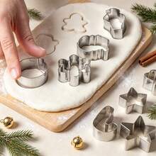 15pcs Mini Christmas Cookie Cutter Set Stainless Steel Cookie Mold Santa Claus, Snowflake, Christmas Tree, Snowman, Angel Shapes Baking Tools Small Cookie Molds - Silver - View 10