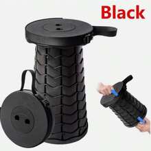 Folding Stool Portable Telescoping Seat Camping Retractable Adjustable Outdoor - Black - View 7