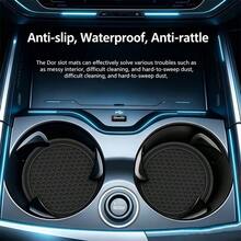 4pcs/2pcs/1pc Universal Car Anti-Slip Cup Holder Mat, Embedded Decorative Silicone Cup Coaster, Car Interior Accessories Set (7cm/2.75in) - Style a - View 1