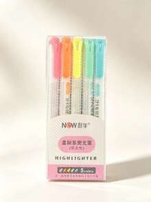 5/10/15pcs/Set Soft Color Dual-Tip Highlighter Set, Fluorescent Marker, Art Marker, Cute Stationery, Suitable For Note-Taking, Back To School - Round - View 11
