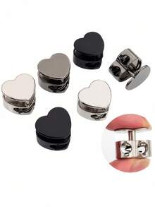 12/8/4/1pc/Set Multi-Functional Heart-Shaped Double-Hole Cord Lock (Silver/Gunmetal/Black), Spring Buckle Adjuster, Commonly Used For Hoodie, Backpack Or Clothing Drawstring Adjustment, Clothing Accessories - Multiple Styles - View 6