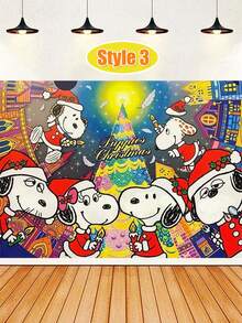 MASSDI Puppies Christmas Party Backdrop, Family Christmas Tree Scene Photo Banner, Decorative Background For Holiday Party & Photography - Cartoon - View 6