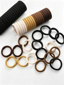 20 Large Seamless Rubber Bands, Hair Ties, Hair Ropes, High-Elastic Hair Ties, Black Hair Accessories - Multicolor - View 10