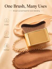 Gold Body Makeup Brush, Portable Curved Foundation Blending Brush, Dense Soft Bristles, Suitable For Liquid Foundation, Body Lotion, Concealer, Blush, Contour, Powder Products For Face And Body Makeup, Travel And Gift Choice - Multicolor - View 4