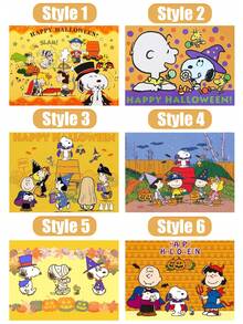 MASSDI Halloween Party Backdrop, Bright Yellow & Friends Halloween Costume Photo Banner, Decorative Background For Halloween Party & Photography - Cartoon - View 3
