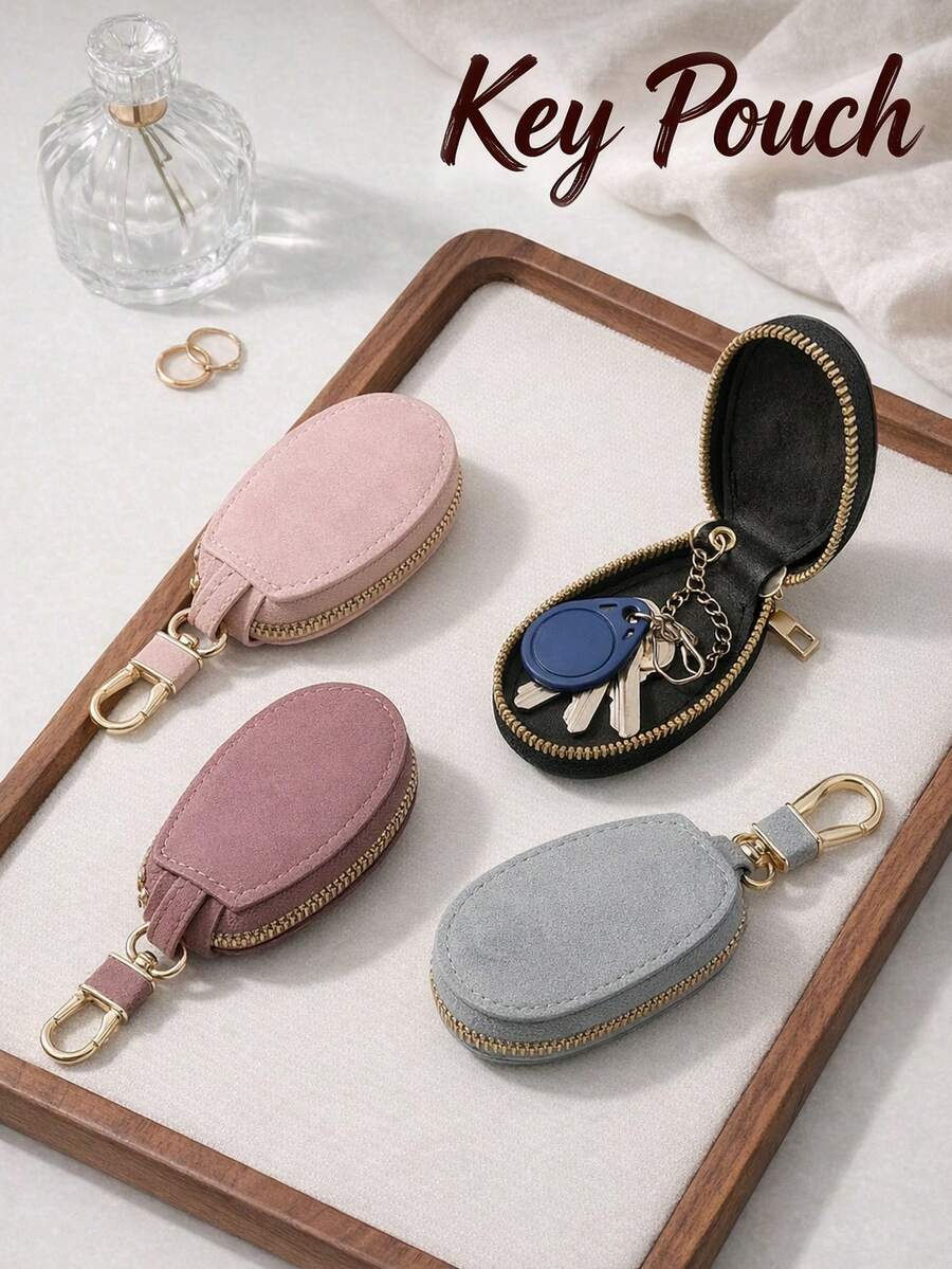 Mini Car Key Organizer, Zipper Key Holder, Minimalist Hook Keychain, Creative Car Key Case - Unisex, Suitable For Daily Use - Multicolor - View 1