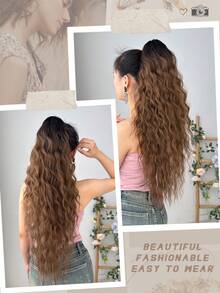 HEYPINK Clip-In Ponytail Hair Extensions, Gradient Color, 26 Inch Long, Water Wave, Heat-Resistant Synthetic Fiber Hair Pieces, Suitable For Women And Girls, Party And Daily Wear - Ombre - View 9