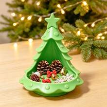 Satu Nampan Pohon Natal, Nampan Penyimpanan Berbentuk Pohon Natal, Organizer Meja Serbaguna, Tempat Lilin Kecil Dekoratif, Piring Pajangan Perhiasan Kecil, Cocok untuk Meja Rias, Meja Kerja, Hadiah Dekorasi Rumah Saat Liburan (Tidak untuk Makanan) - MultiWarna - View 3