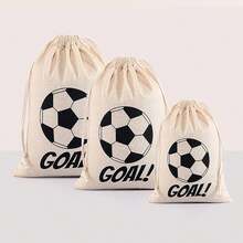 Football Party Canvas Gift Bag, Football GOAL! Printed Drawstring Storage Bag, Suitable For Gifts And Small Accessories, Applicable For Football Party Favors, Game Day, Graduation Celebration Sports Theme Gift Bag - A - View 7