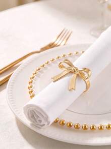 2-12pcs 3D Gold Bow Napkin Rings, French Wedding Napkin Holders, Party Gathering Table Napkin Rings, Suitable For Home Decor, Party Decor, Holidays, Parties, Gatherings, Birthdays, Gifts, Dinner Parties, Outdoor - Multicolor - View 6