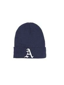 1Pc Women A‑Z Gothic Letter Cuffed Ribbed Knit Beanie, Personalized Warm Winter Knitted Hat For Ladies Daily Casual Wear - Navy Blue - View 5