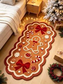 1pc Giant Gingerbread Man Shaped Rug, Decorative Carpet, Bedroom Decor, Small Rug, Carpet, Home Decor, Living Room Rug, Living Room Small Rug, Bedroom Carpet, Living Room Home Decor, Outdoor Rug, Washable Carpet - Multicolor - View 4
