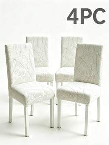 1pc Leaf Pattern Jacquard Chair Cover High Elasticity All Season Universal Home Hotel Use - Light Grey - View 10