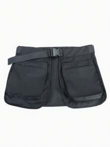 1pc Pure Black Waterproof Polyester Waist Apron, Street Cargo Style Style Tool Waist Bag, With Quick Release Buckle And Multiple Metal Snap Pockets, Adjustable Waistband Multi-Functional Work Storage Apron, Suitable For Barbers, Florists, Gardeners, Salon Daily Use - Multicolor - View 8