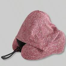 1pc Portable Neck Pillow With Hood, Memory Foam U-Shaped Travel Pillow, Slow Rebound Neck Support, Soft Fabric Airplane Neck Cushion, Suitable For Home, Office, Car, Train And Flight - Multicolor - View 11