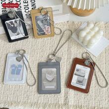 Ins Snake Bone Chain Leather Card Holder Wrist Strap 3 Inch Small Card Protective Sleeve ID Badge Bus Card Meal Card Multi-Slot Korean Style - A - View 2