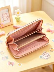 SANRIO 1Pc Kuromi Graphic Cute Cartoon Long Zip Around Wallet For Women - PU Leather Large Capacity Wristlet Wallet With Multi Card Slots & Phone Pocket - Multicolor - View 6