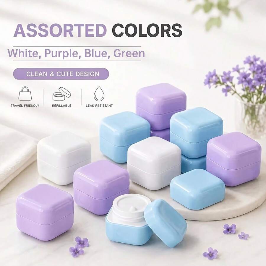 8pcs Luxury Macaron Color Refillable Bottles, Rectangular PP Storage Containers, Waterproof Leak-Proof Cosmetic Boxes, Thickened PP Material Injection Molded, Sturdy Durable Very Practical Convenient Durable - Multicolor - View 1