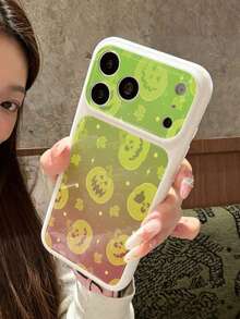 بطانية هاتف محمول بأسلوب Ins مع كتل ألوان متدرجة، بوراجراني وأوراق حافة، نافذة كبيرة، حافة بيضاء، تغطية كاملة، مضاد للسقوط، لامع، سيليكون ناعم، واقي، مناسب ل- 11/12/13/14/15/16/17/18، بطانية هاتف محمول مخصص للهالوين - متعدد الألوان - مشاهدة 3