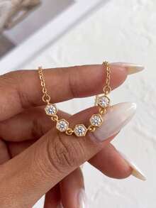 1 dây chuyền Moissanite mặt dây chuyền hình sao lục giác quỹ đạo độc đáo, phù hợp cho nữ đeo hàng ngày và làm quà tặng - Dây chuyền moissanite kim cương hình lục giác - Xem 3