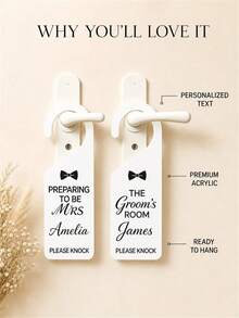 Custom Name And Text Wedding Door Hanger, Personalized Bride And Groom Door Sign, Wedding Suite Door Decor, Just Married And Please Knock Sign, Bridal Shower And Engagement Party Decoration, Wedding Reception Sign For Couples And Newlyweds - Multicolor - View 7